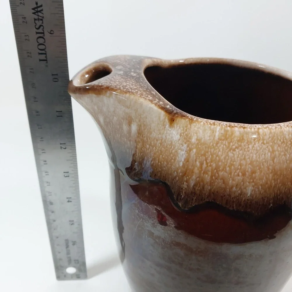 Vintage Kathy Kale Large 3 Quart Brown Drip‎ Pottery Pitcher